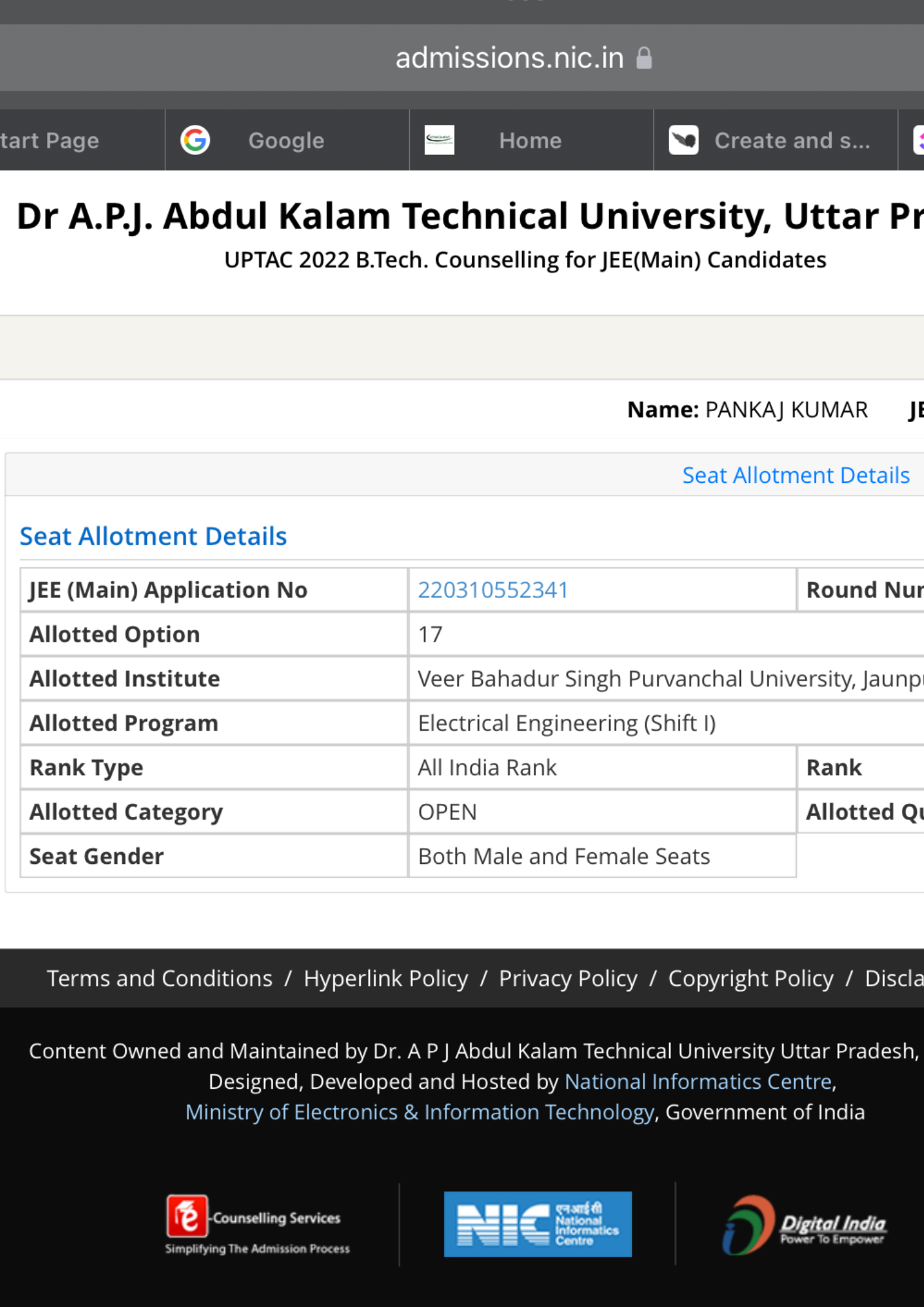 JoSAA allotment letter Career Margdarshan