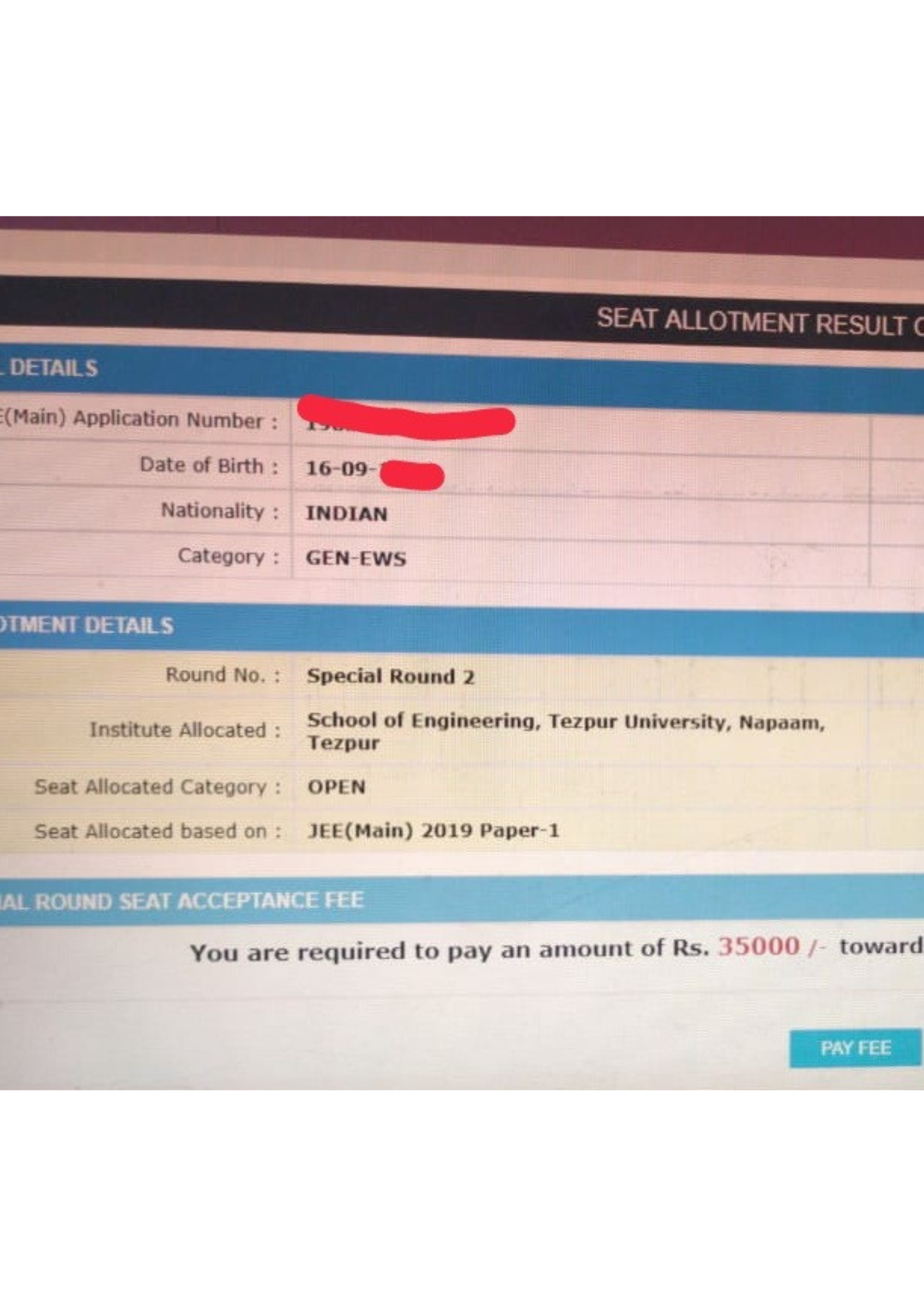 JoSAA allotment letter Career Margdarshan student