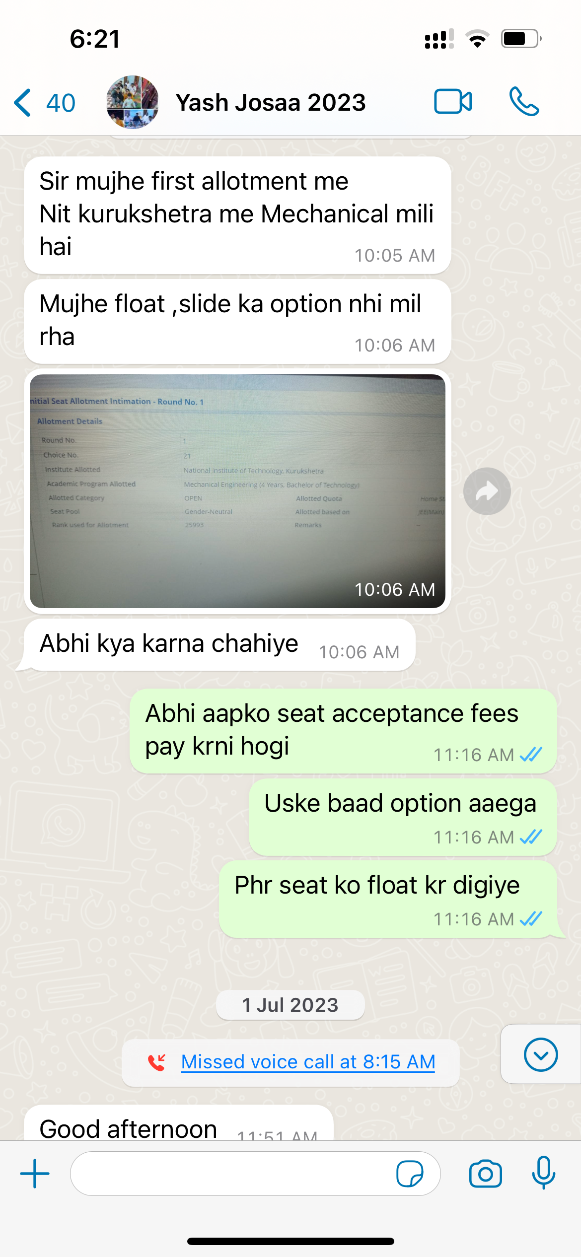 Student got NIT Kurukshetra Mechanical - Career Margdarshan